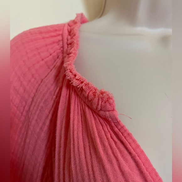 Michael Stars Coral Soft Gauze Blouse with Ruffle Sleeves - Picture 12 of 14